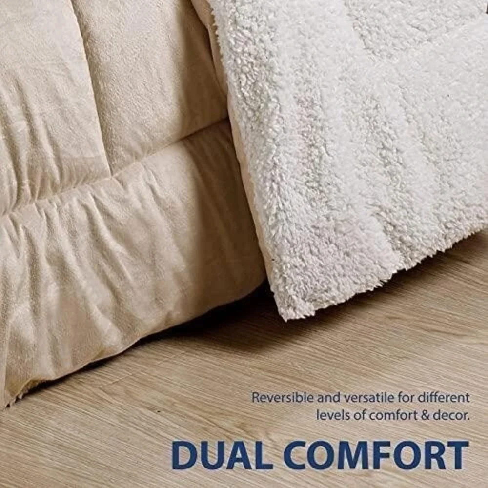 ⚡️Cathay‎ Home Ultimate Luxury Reversible Micromink & Sherpa Queen Comforter Set